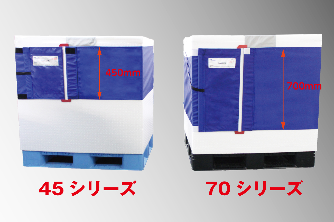 左：ベルト幅450mmの45シリーズ　右：ベルト幅700mmの70シリーズ