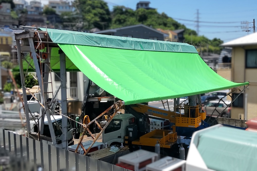 大型オーニングテント張り替え工事承ります！ （6/21更新）