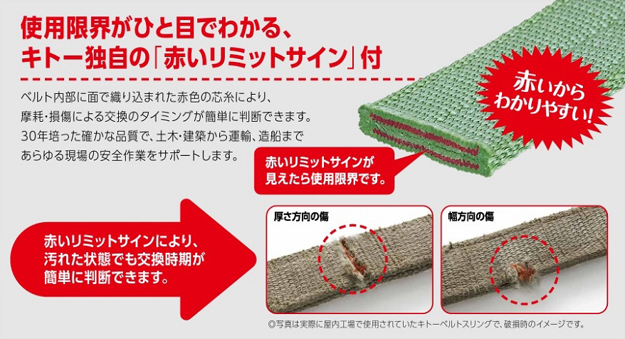 リミットサイン：使用限界が一目でわかるキトー独自の仕様