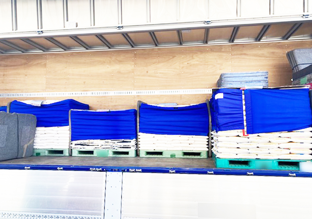 ケースロック70使用例①:大型トラックによるパレット輸送の荷崩れ防止に活躍