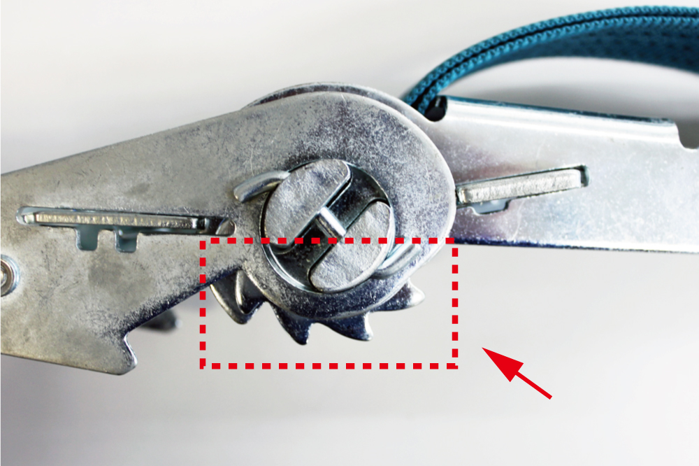 キトーラッシングベルト：ラチェットバックル部分拡大