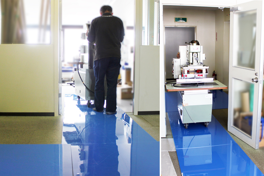 クロムウェル使用例：重量物移動時の床養生として