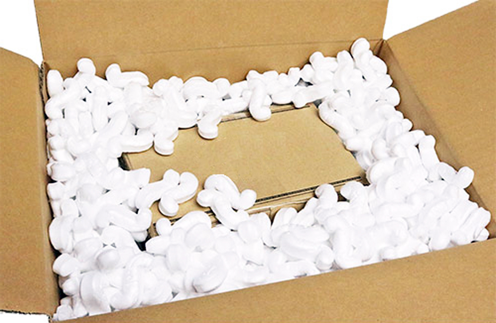 アスパック使用例①：周りに敷き詰めて荷物を衝撃から保護