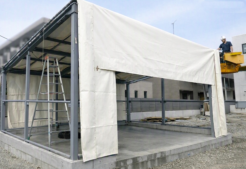 新規倉庫テントシート取り付け工事