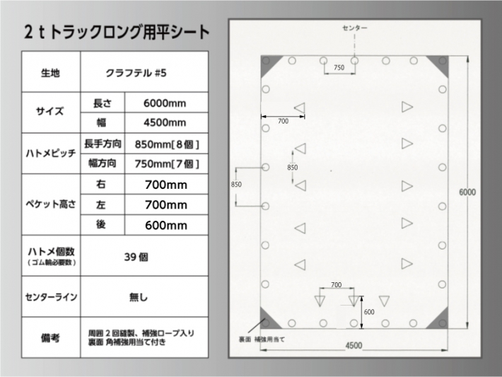  【国産ブランド帆布クラフテル使用】トラックシートSサイズ・Mサイズ[代引不可]